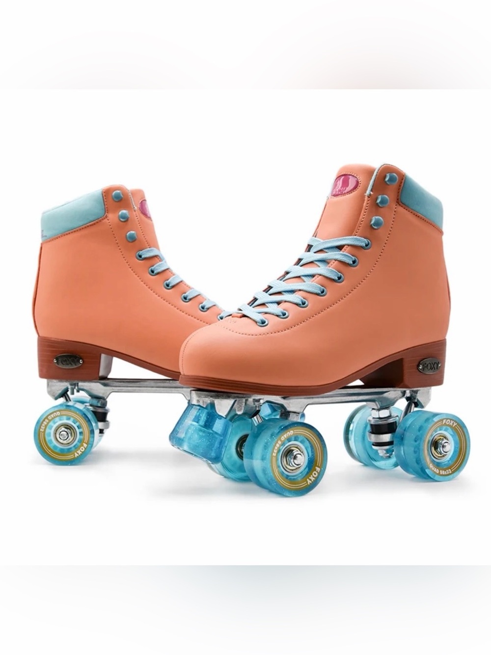 NWT Retro High-Top Roller Skate - Peach with Light Blue Accents